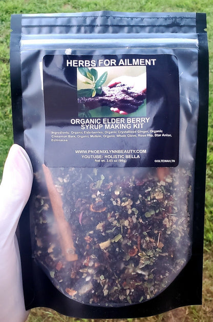 Organic Elderberry Syrup Kit-Organic Ingredients with Brewing Bag 3.65 Oz