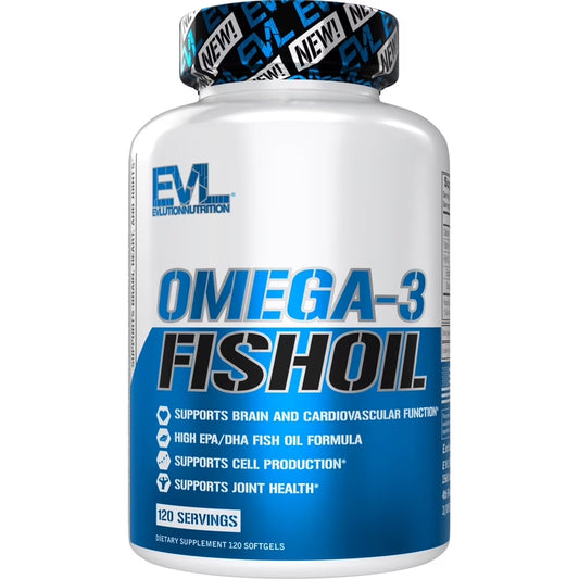 High Potency Fish Oil Pills 120Ct - EVL Nutrition Omega-3 Supplement 1000Mg with EPA/DHA Fatty Acids