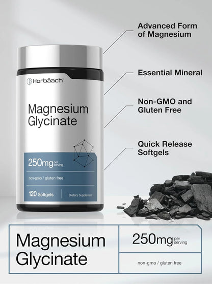 Magnesium Glycinate | 250Mg | 120 Softgels | Non-Gmo and Gluten Free Supplement | by