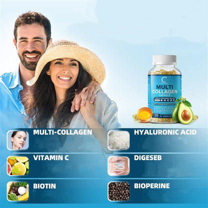 Multi-Collagen Capsules 5000Mg for Joints Hair Skin and Nails Healthy, 240 Capsules