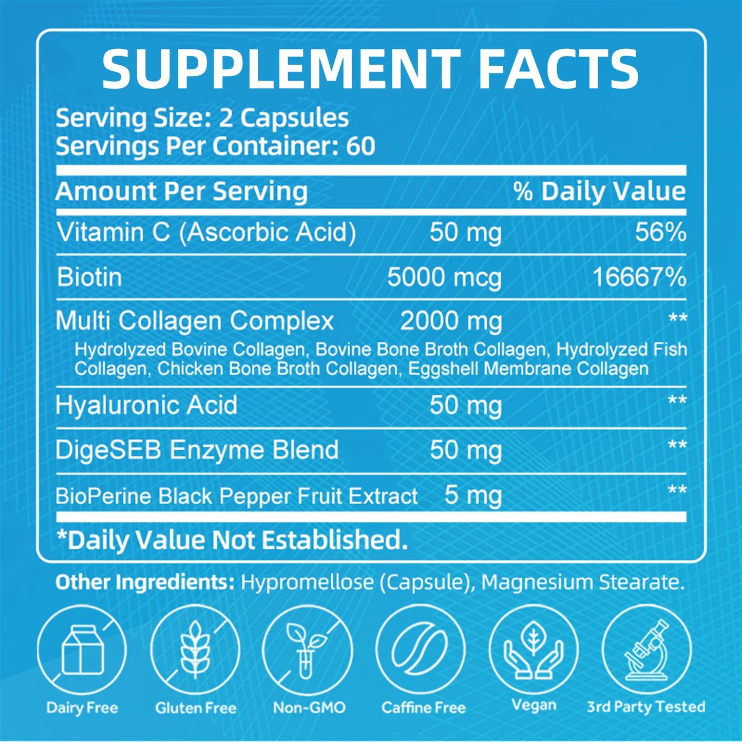 Multi-Collagen Capsules 5000Mg for Joints Hair Skin and Nails Healthy, 240 Capsules