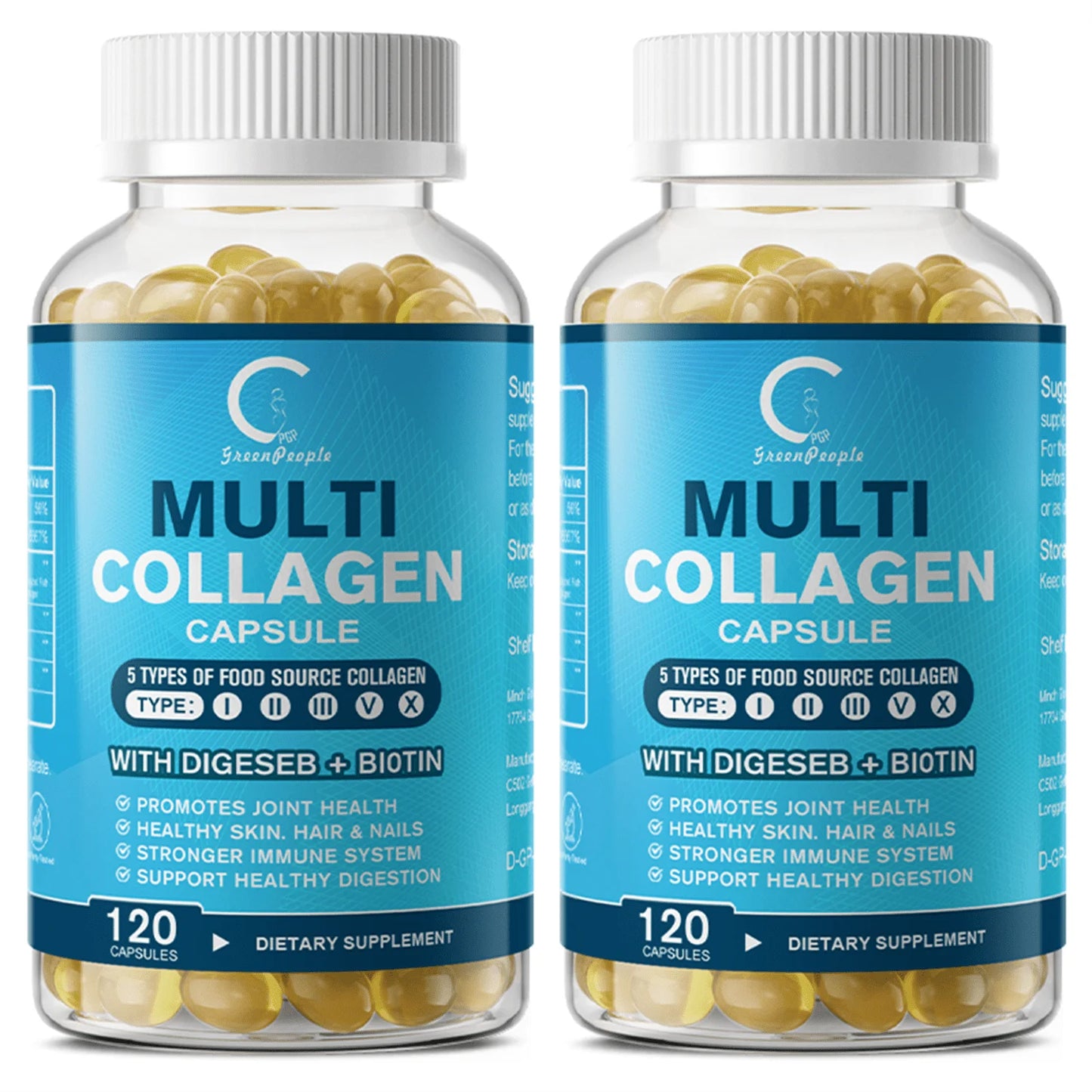 Multi-Collagen Capsules 5000Mg for Joints Hair Skin and Nails Healthy, 240 Capsules