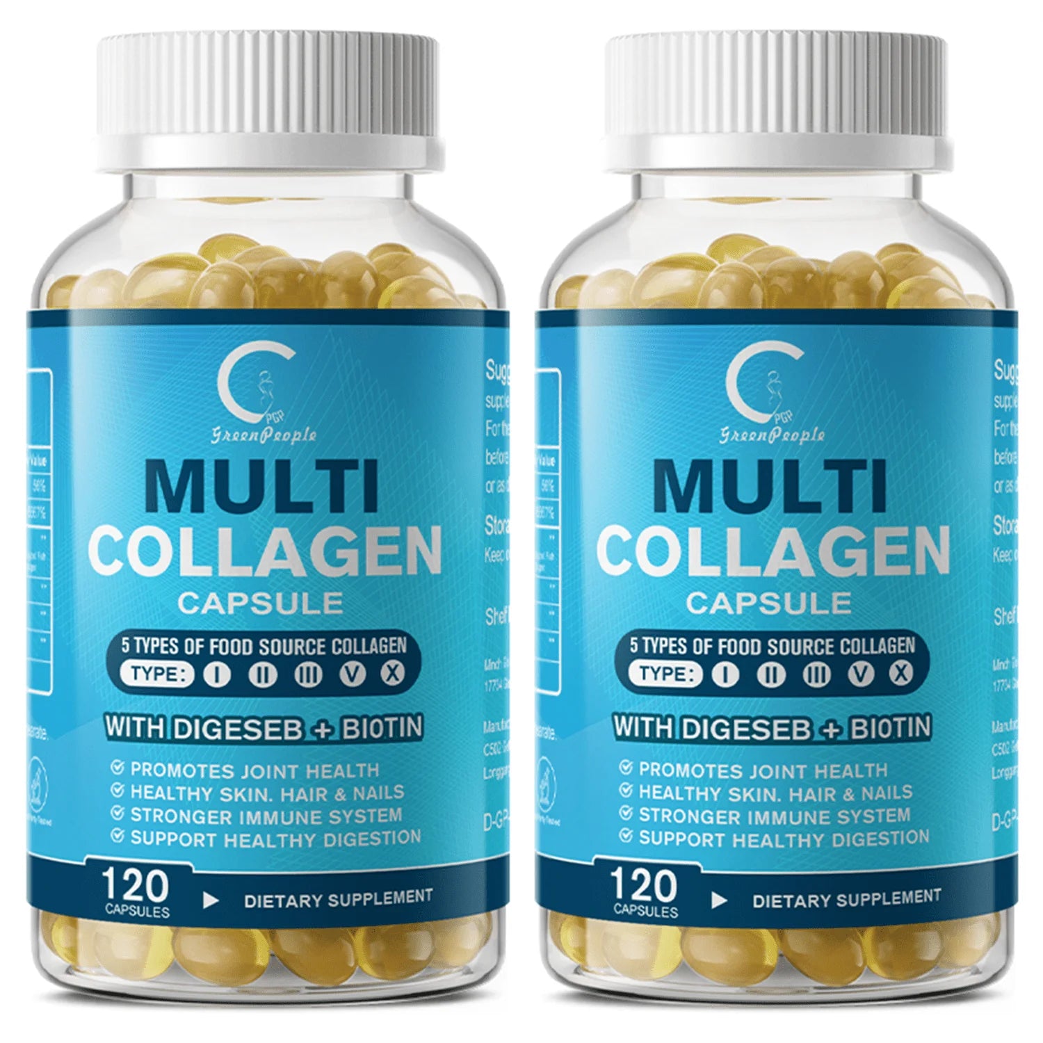 Multi-Collagen Capsules 5000Mg for Joints Hair Skin and Nails Healthy, 240 Capsules