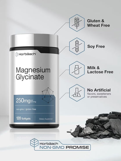Magnesium Glycinate | 250Mg | 120 Softgels | Non-Gmo and Gluten Free Supplement | by